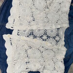 Cream colored cardigan or throw over crochet.